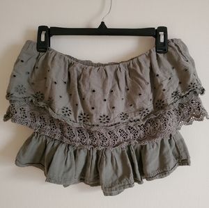 American Eagle Strapless Boho Crop Top - Large